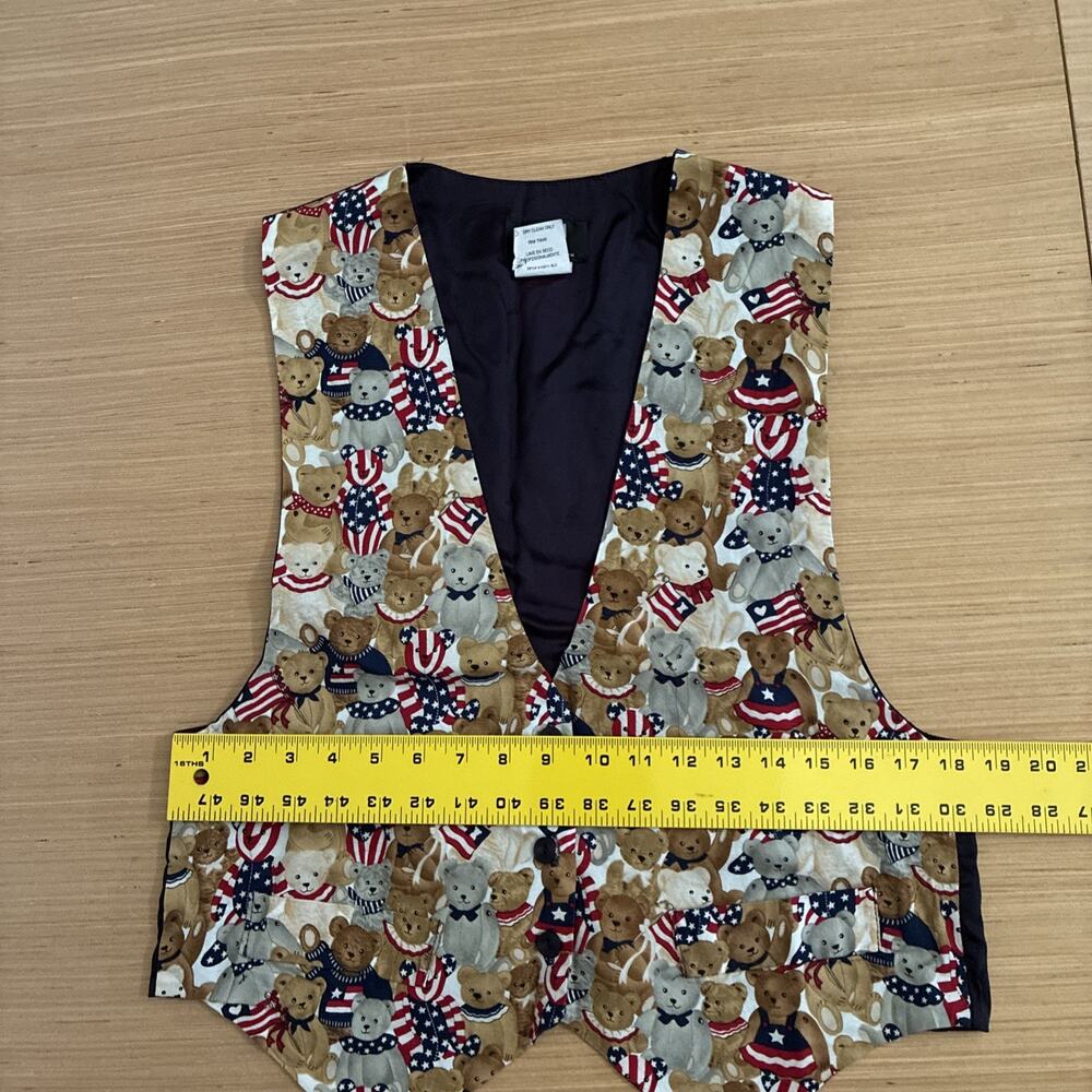 JLN USA Women's Size L Bear Button VTG Vest Americana July 4th Made In USA - Picture 4 of 15